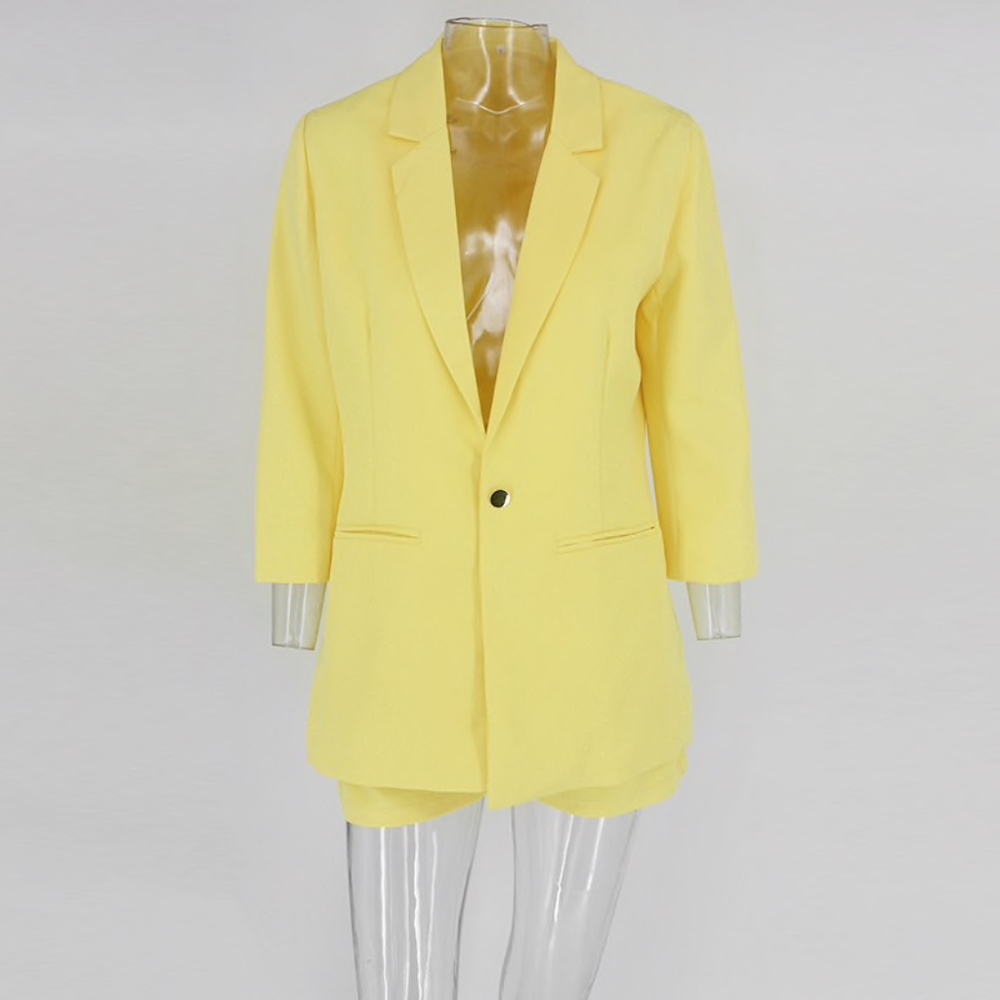 Brand New DRESSMECB Women Yellow Jacket And Shorts